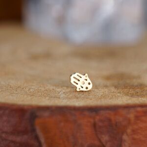 Solid 14k gold mini hamsa hand press fit end